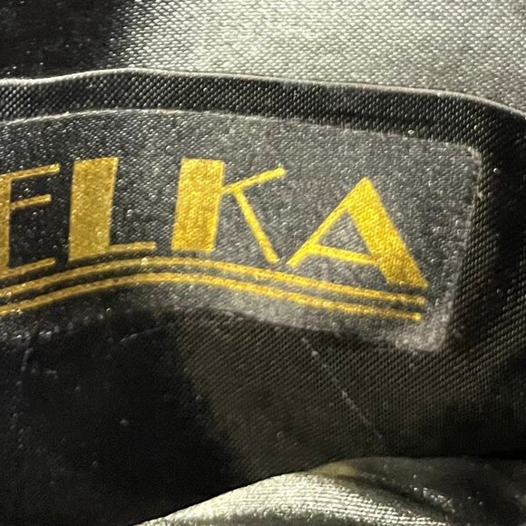 Vintage 80's Glam Semi-Formal Satin Shimmer Beaded Black & Gold Purse by ELKA - Picture 3 of 7